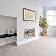 A newly carpeted living room